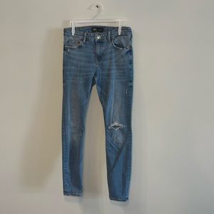 Zara Distressed Mid Rise Skinny Jeans